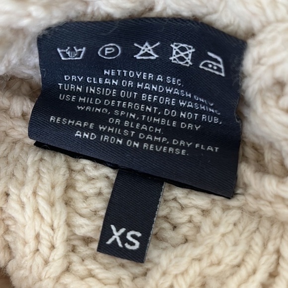 Aran Ireland Ivory Cable Knit Cowl Neck Tunic Sweater - XS - Picture 13 of 15